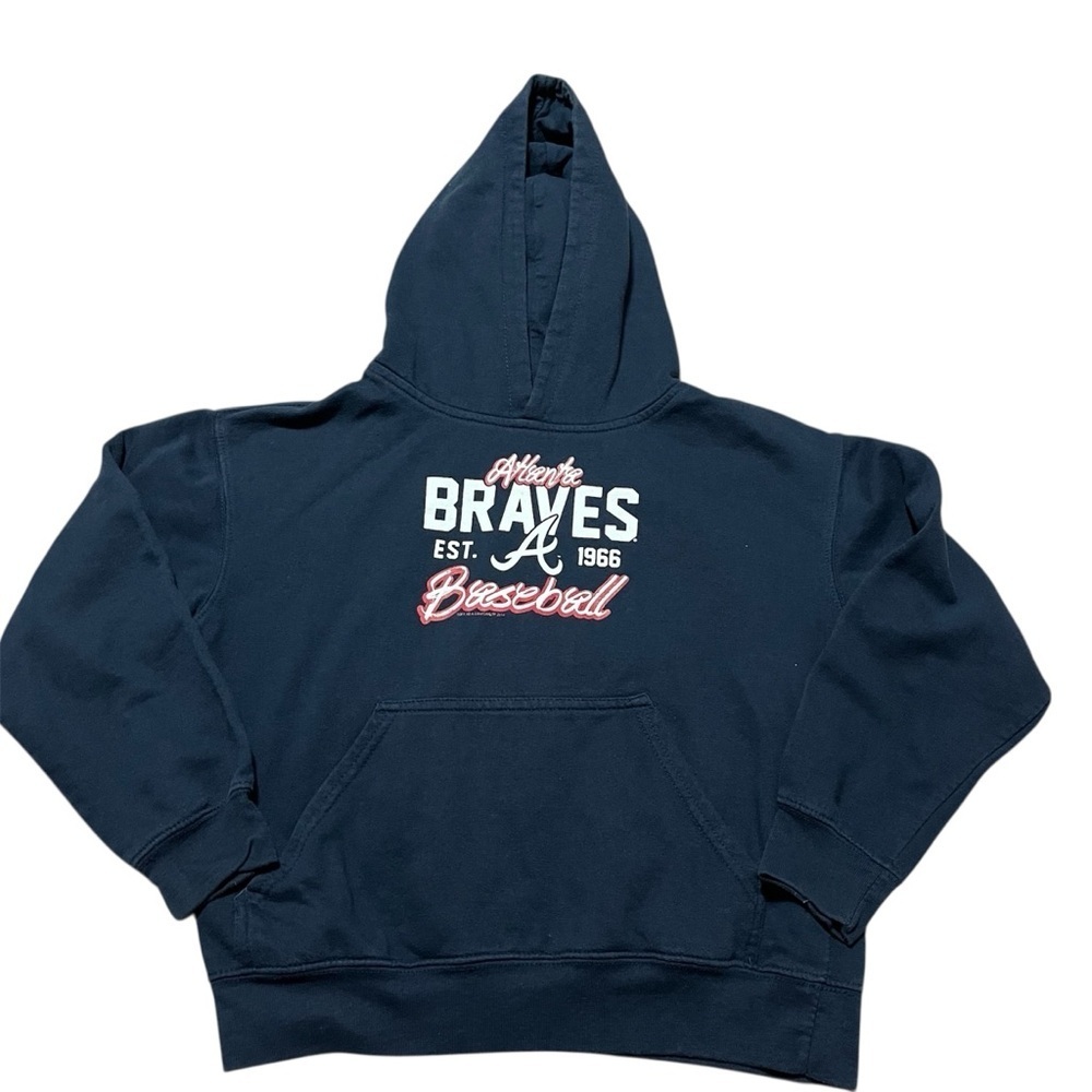 Atlanta Braves Kids Navy Hoodie Size Medium Baseball Americana Sports